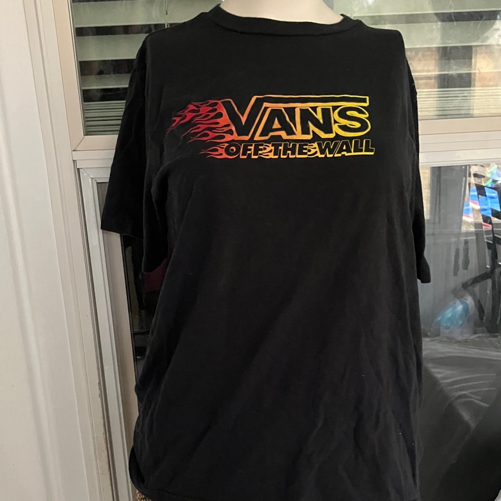 Vans Black Tee with Flame Graphic